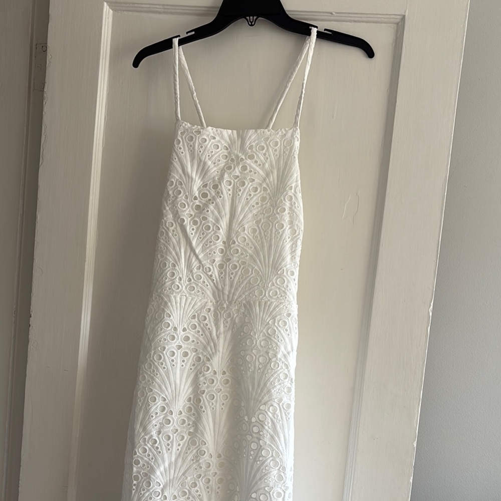 Andie White Halter Sheath Midi Dress
